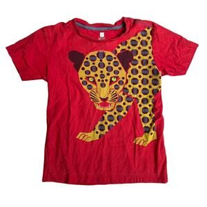 Tea Red Mosaic Leopard Giclee Print Kid Size 6 (small hole)